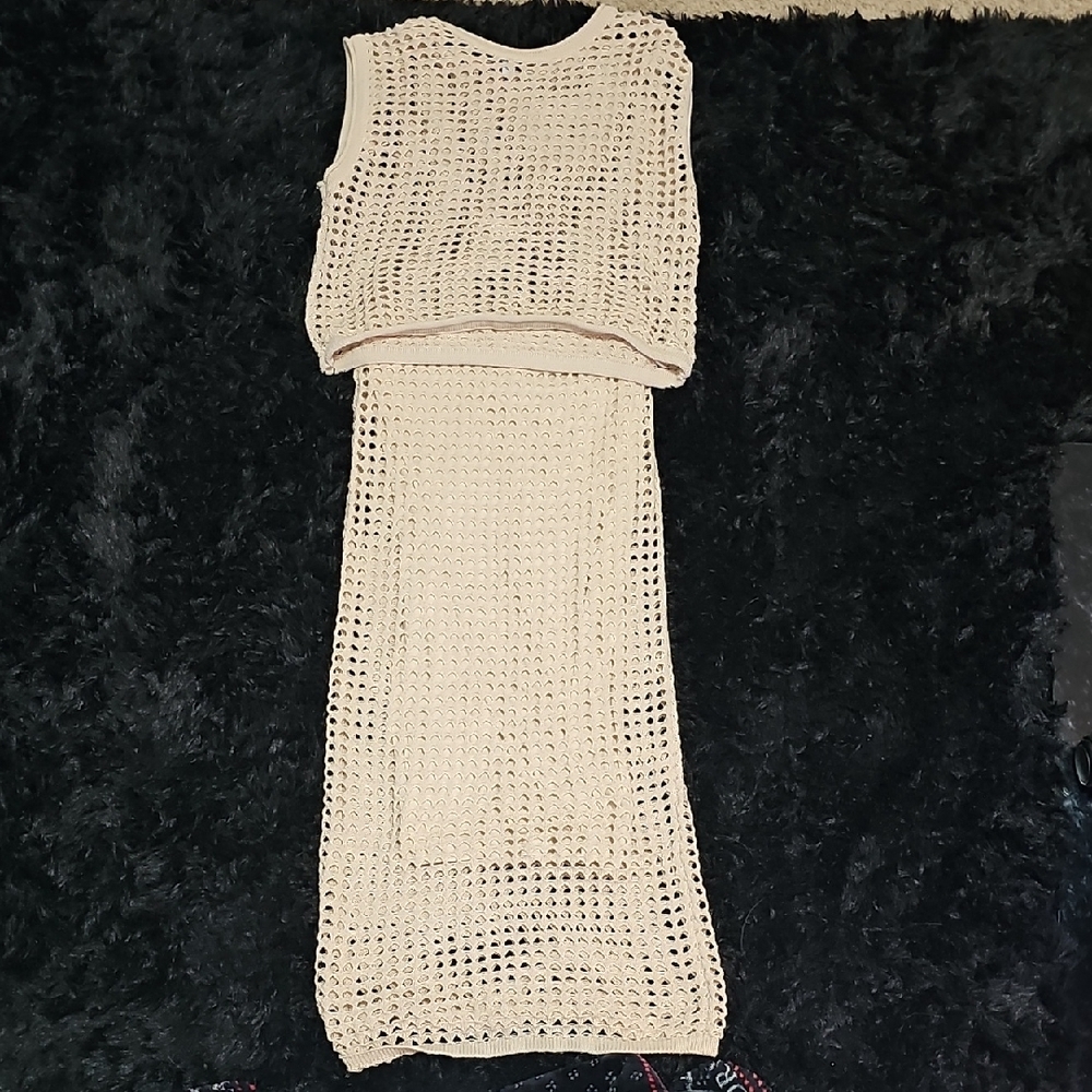 Steve Madden Cream Crochet Net Set